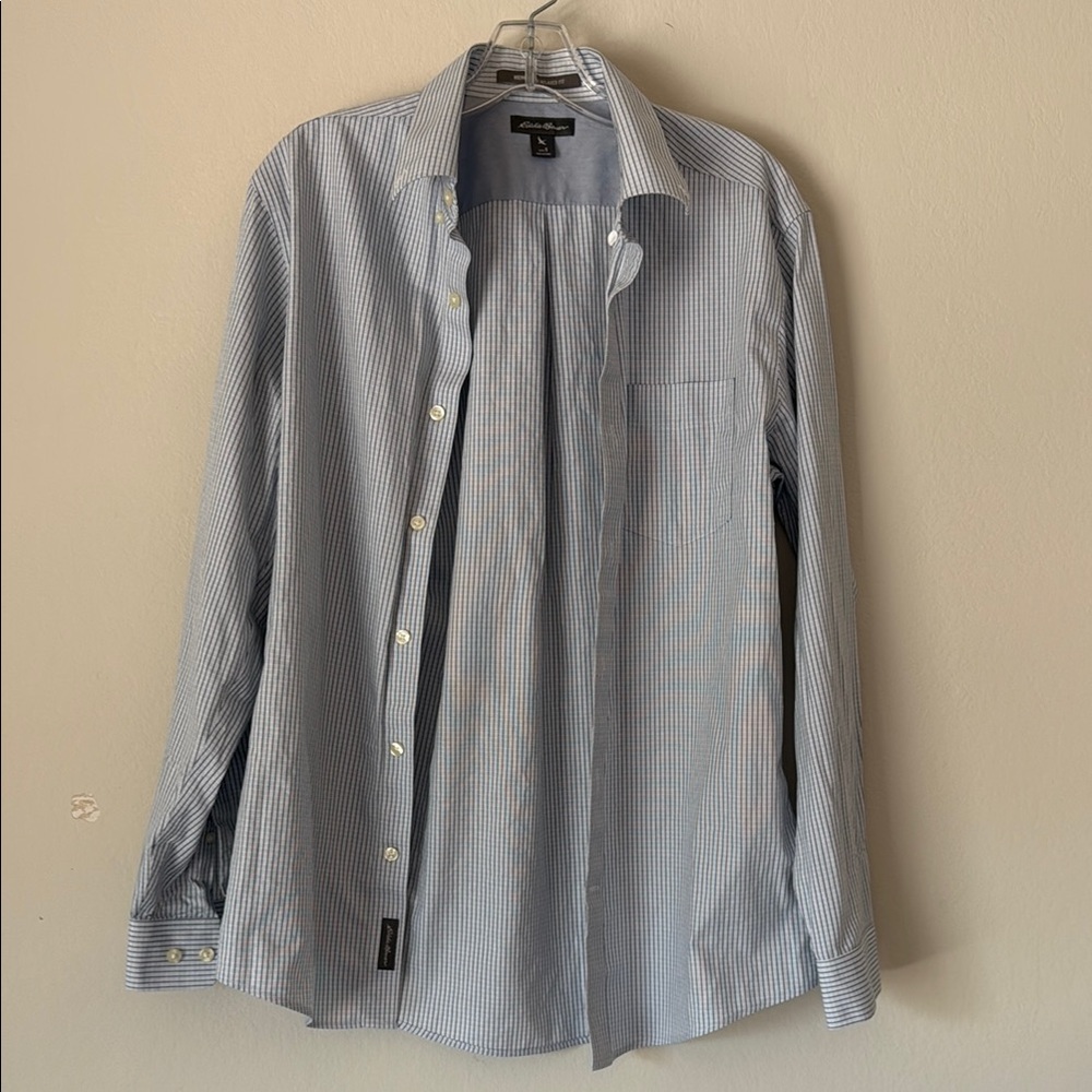 Eddie Bauer Men's Light Blue Stripe Button-Down Shirt